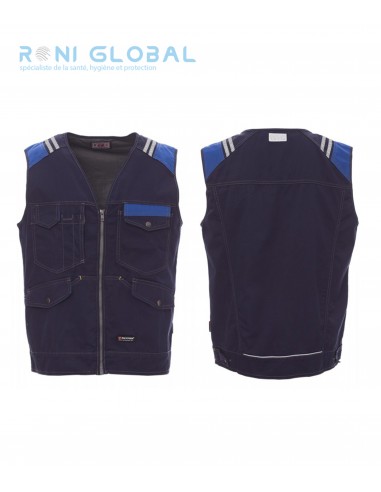 Gilet de travail jean homme coupe droite en coton, doublure en Drytech et 5 poches - TUCSON PAYPER